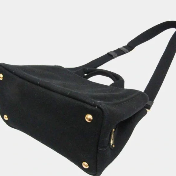Prada Canapa Black Tote with front Embroidered Brand Logo w/  Authenticity card - Picture 6 of 16